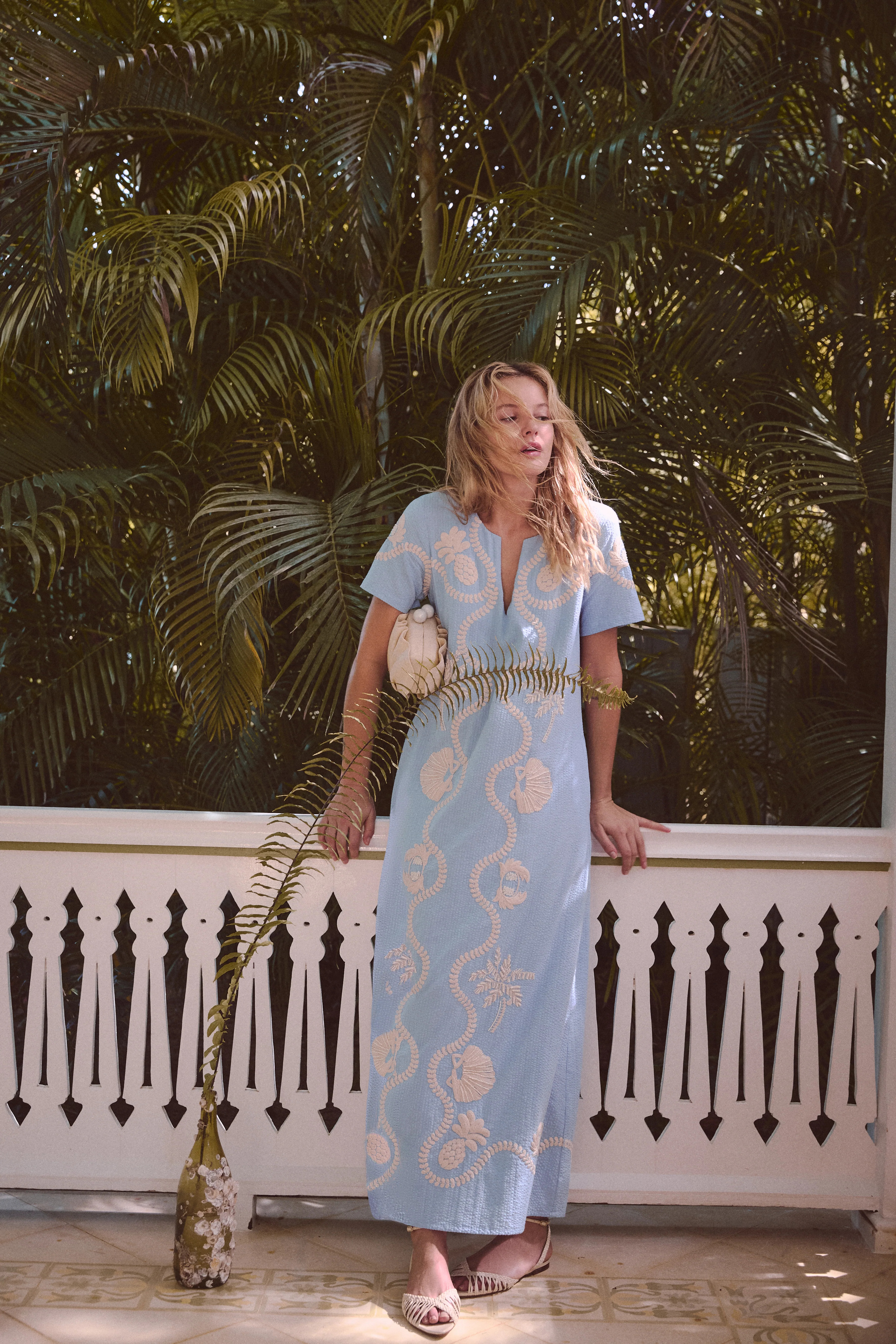 Blue Seersucker Embroidered James Dress | Tuckernuck (US)