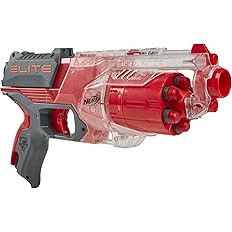 NERF Elite Disrupter Blaster - 6-Dart Rotating Drum, Slam Fire, Translucent Red (Amazon Exclusive... | Amazon (US)