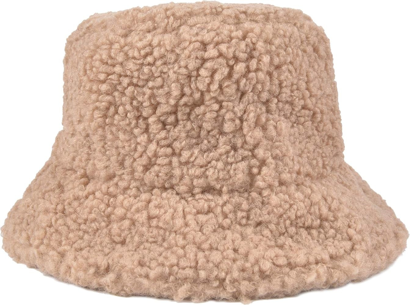 ChezAbbey Faux Fur Bucket Hat, Fuzzy Furry Winter Warm Fisherman Cap, Fluffy Teddy Sherpa Clothe ... | Amazon (US)
