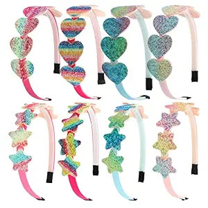 XIMA Glitter Heart Girls Headbands Rainbow Star Hariband for Children Girls Hair Accessories Pack... | Amazon (US)