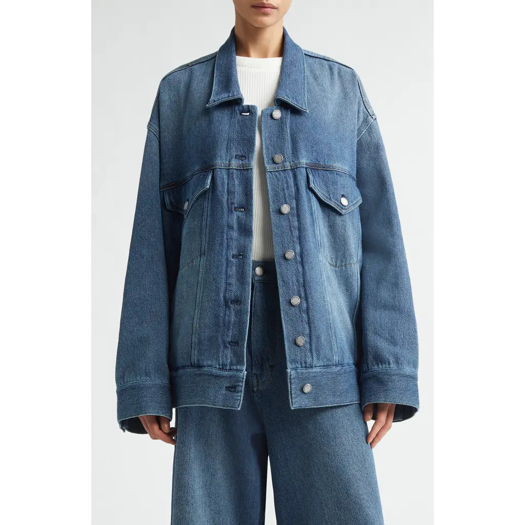 MELITTA BAUMEISTER Boxy Oversize Denim Jacket in Blue at Nordstrom, Size Large | Nordstrom