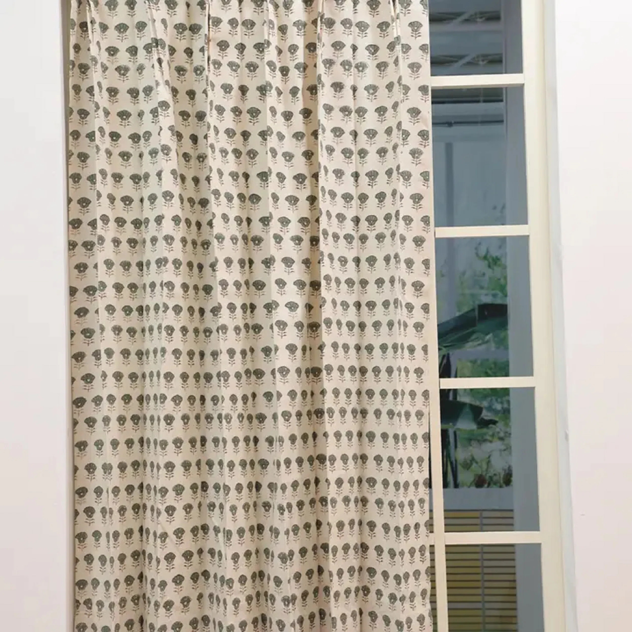 Fabdivine Block Print Handmade Sheer Panel Block Print Plated Curtain, HariyaliSee More byFabdivi... | Wayfair North America