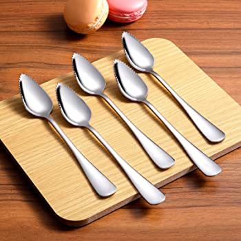 5 PCS Grapefruit Spoons, Stainless Steel Grapefruit Spoon Utensil Set, Serrated Edge & Thick Gaug... | Amazon (US)