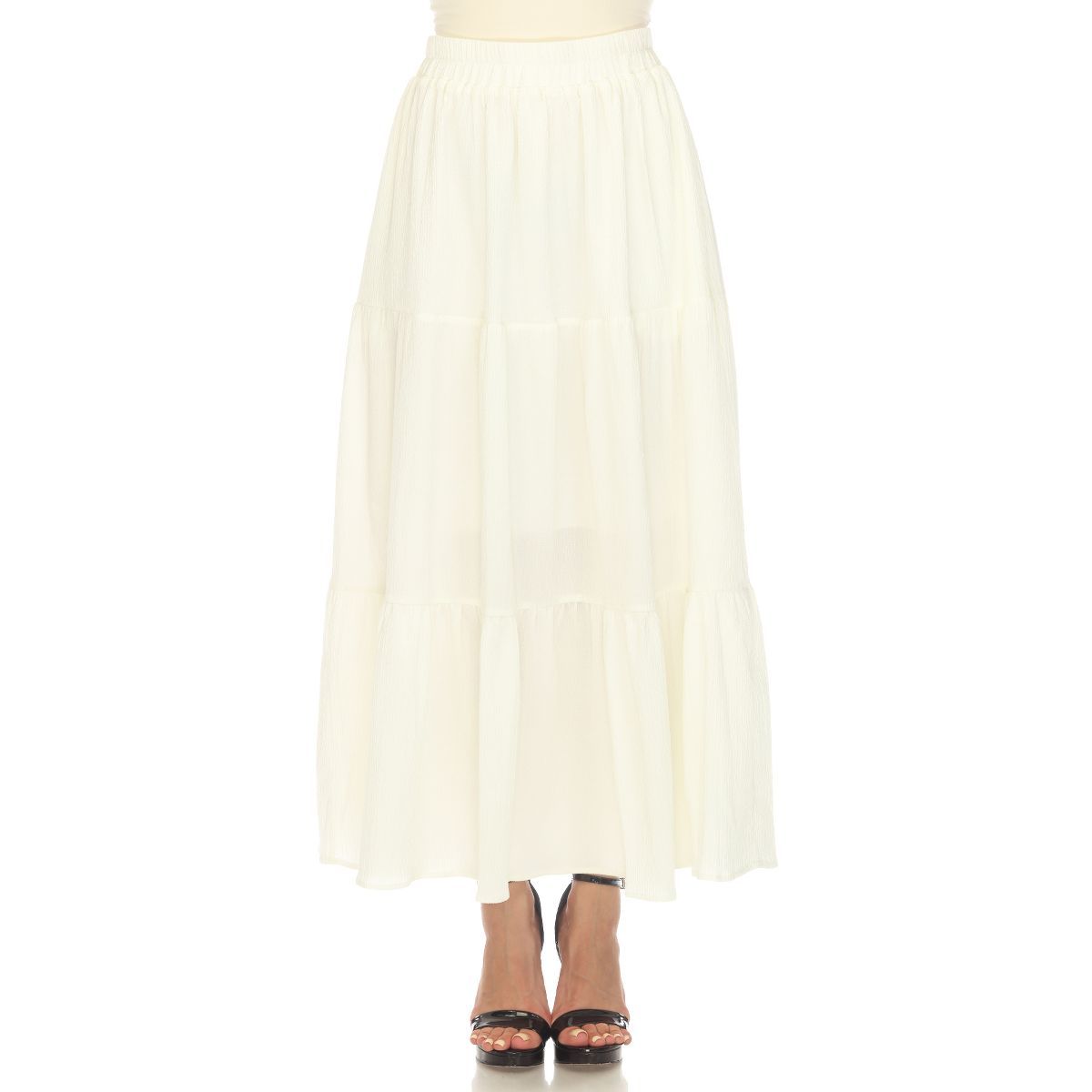 Women's Pleated Tiered Maxi Skirt Champagne Small -White Mark | Target