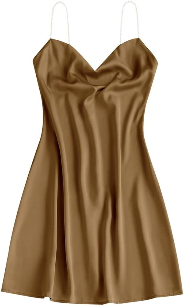 ZAFUL Women's Tie Dye Spaghetti Strap Cowl Neck Side Slit Party Mini Cami Dress | Amazon (US)