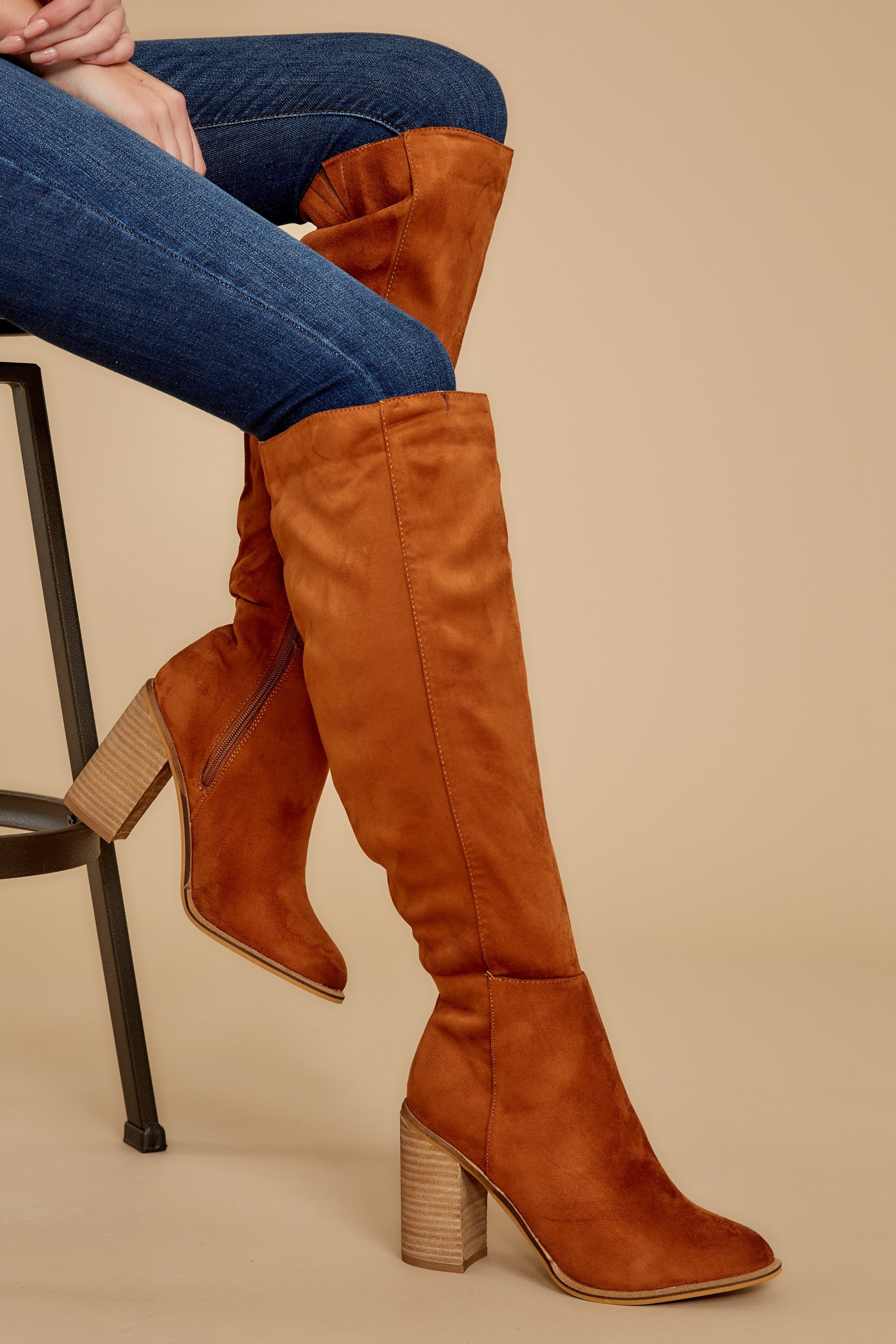 Standing Tall Chestnut Boots | Red Dress 