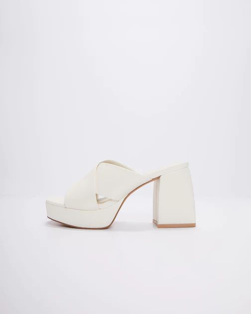 Carmen Platform Heeled Mule - White | VICI Collection