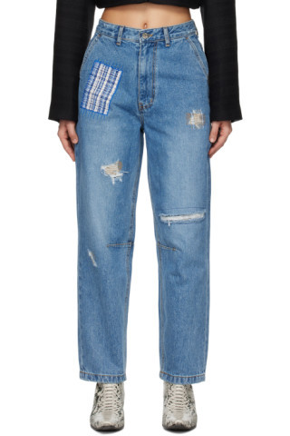 ADER error - Blue Embroidered Jeans | SSENSE