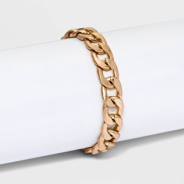 Curb Chain Bracelet - Universal Thread™ Worn Gold | Target