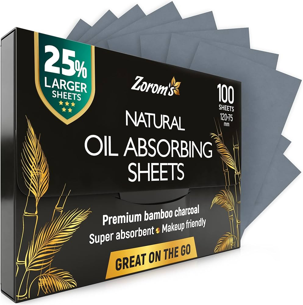 Natural Oil Blotting Sheets for Face with Bamboo Charcoal - 25% Larger - 1pk/100 Makeup Friendly ... | Amazon (US)