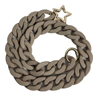 Acrylic smooth rubber coated chunky chain link strap, taupe, gold hardware  | eBay | eBay CA
