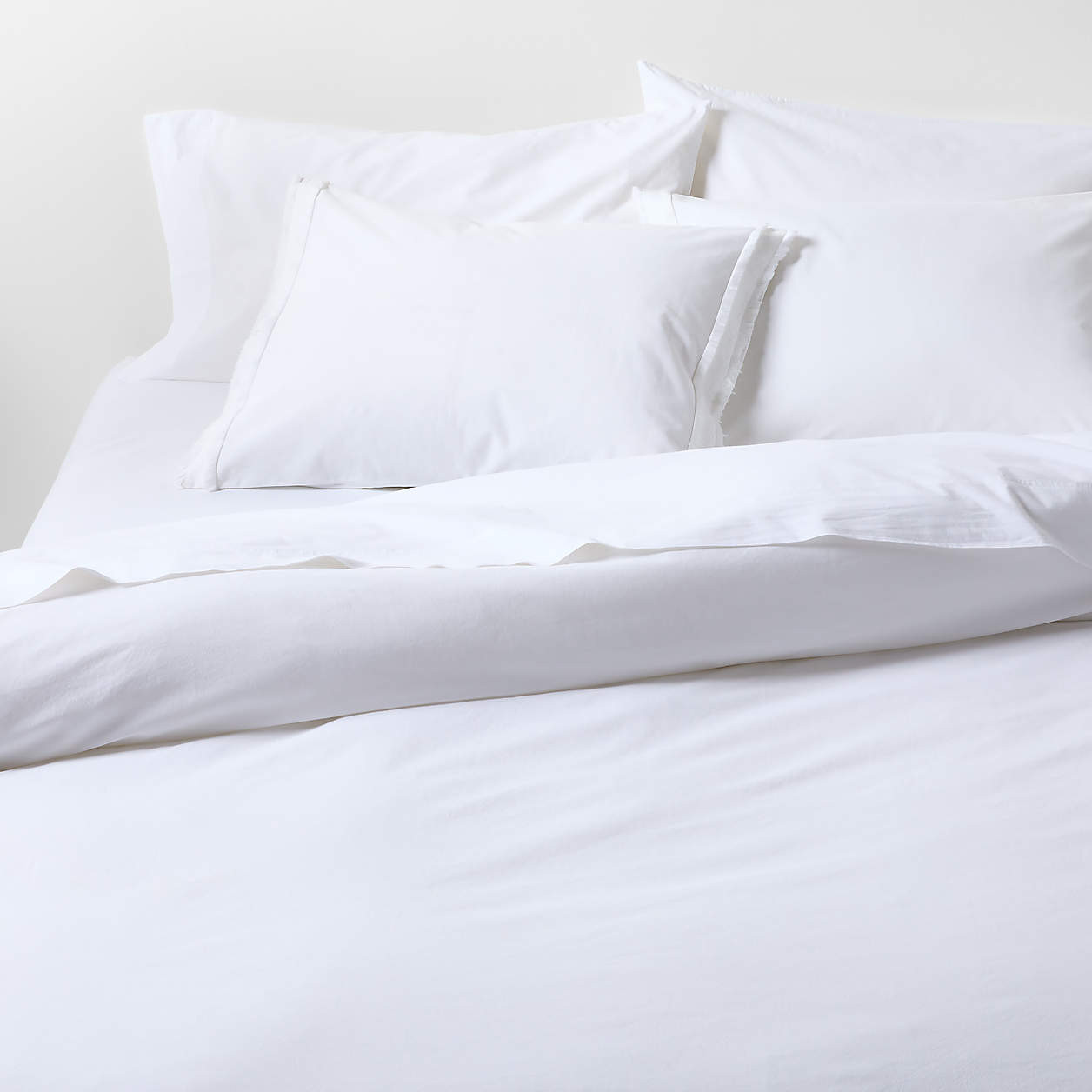 Favorite Washed Organic Cotton White Eyelash King Duvet Cover + Reviews | Crate & Barrel | Crate & Barrel