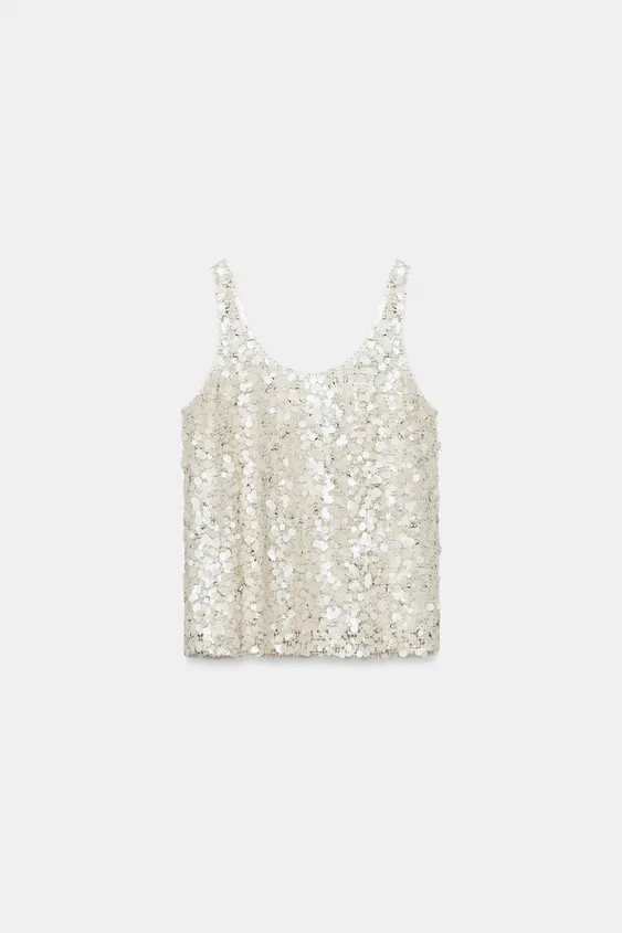 SEQUINNED STRAPPY TOP | Zara UK