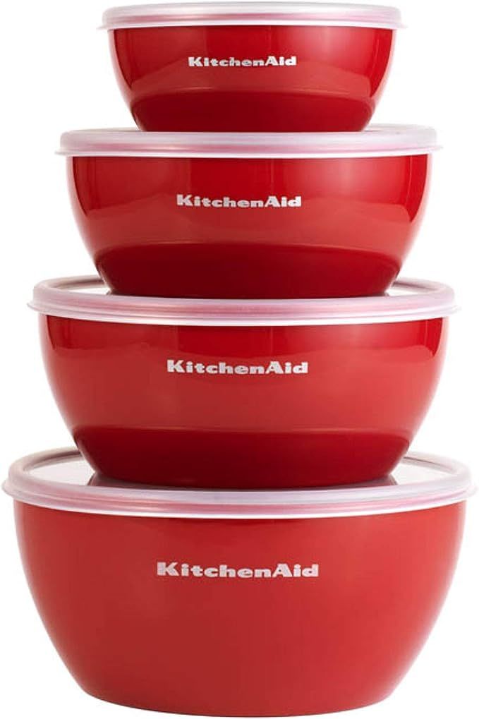 KitchenAid Classic Prep Bowls with Lids, Set of 4, Empire Red | Amazon (US)