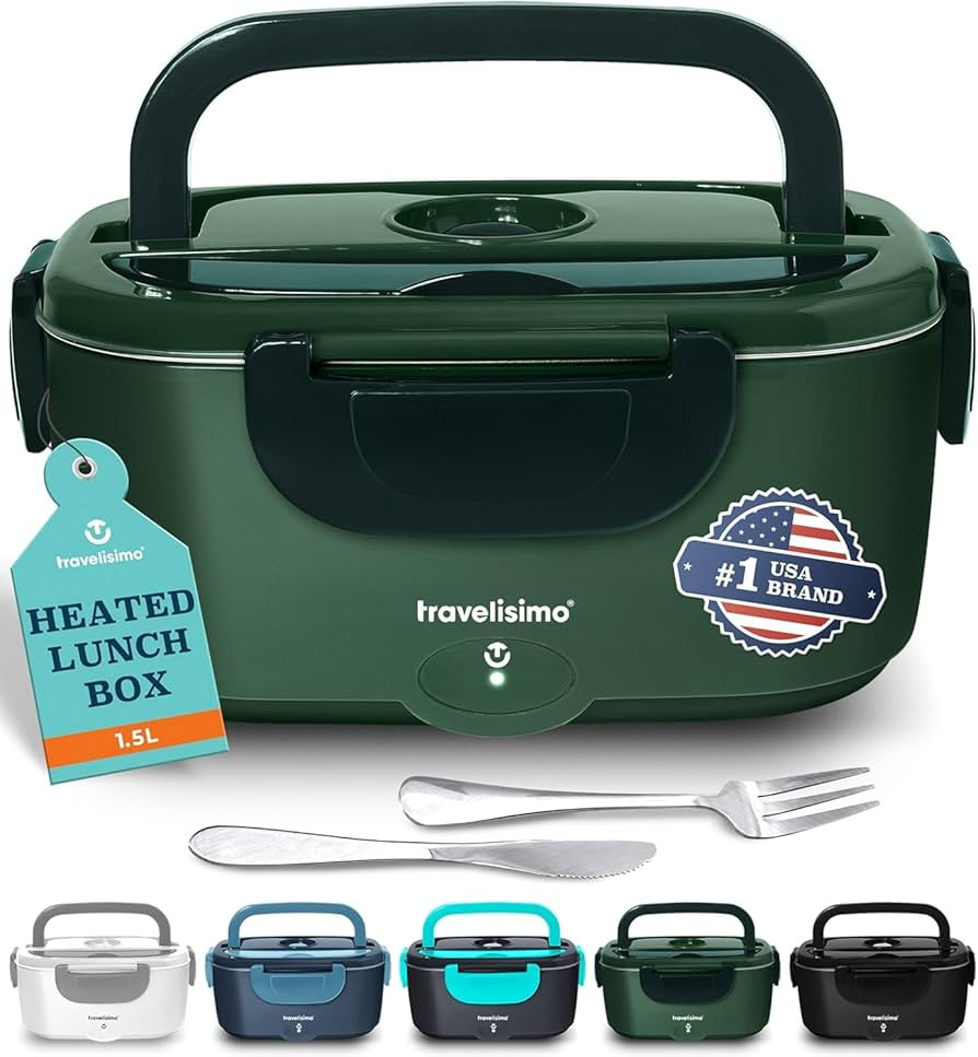 TRAVELISIMO Electric Lunch Box for Adults 80W Heated Lunch Box For Men 1.5L Stainless Steel Porta... | Amazon (US)