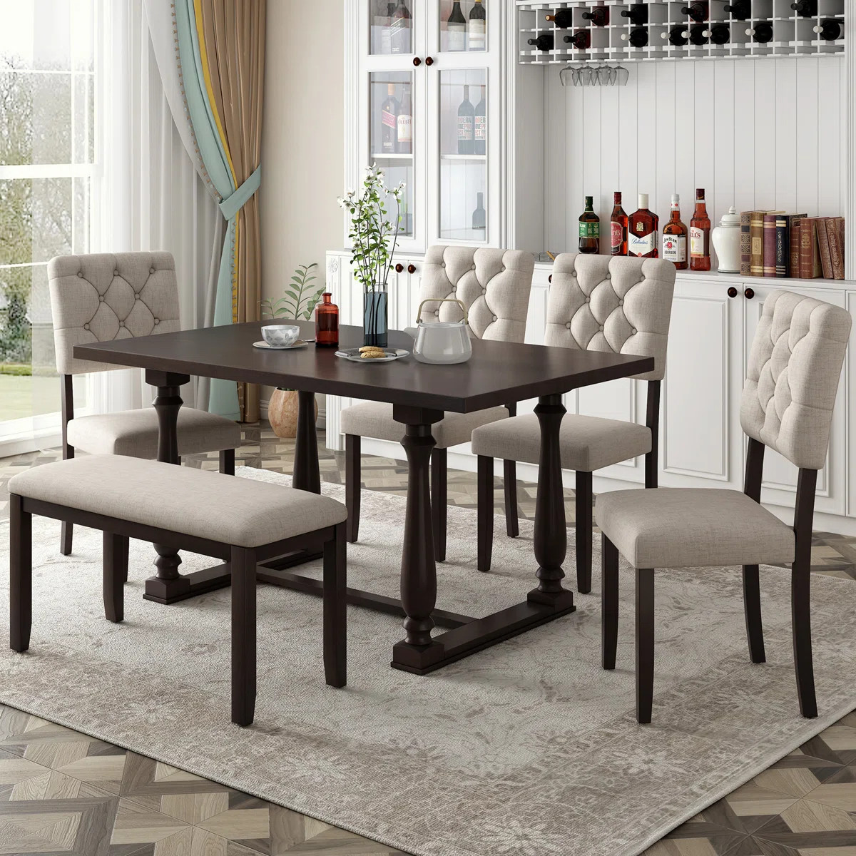 Abdulazis 6 - Person Trestle Dining Set | Wayfair North America