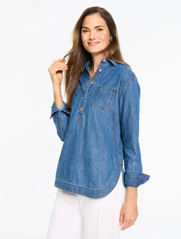 Denim Boyfriend Popover- Eden Blue Wash | Talbots