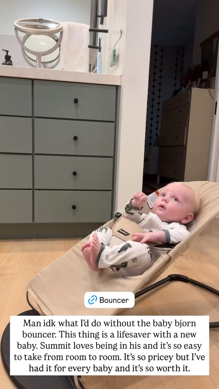 Man idk what I’d do without the Baby Bjorn bouncer… this thing is a lifesaver with a new baby. Summit loves being in his and it’s so easy to take from room to room. It’s so pricey but I’ve had it for every baby and it’s so worth itt

#LTKBaby #LTKStyleTip #LTKKids