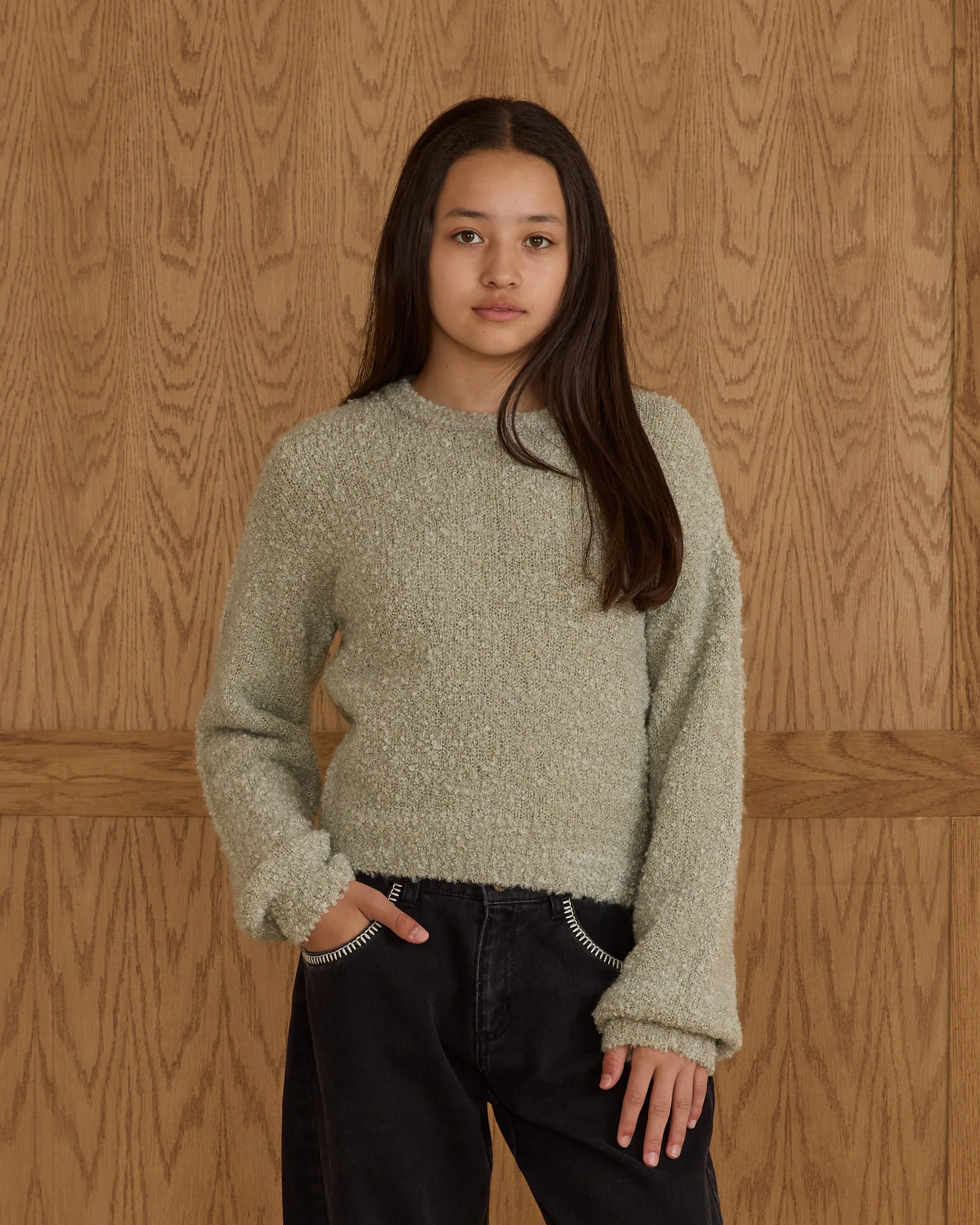 Aspen Sweater || Pistachio Boucle | Rylee + Cru
