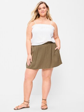 Crinkle Gauze Ruffle Waist Mini Skort | Old Navy (US)