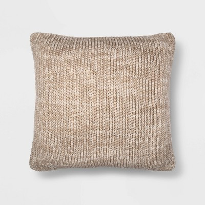 Oversize Marled Knit Square Throw Pillow Neutral/Cream - Threshold™ | Target