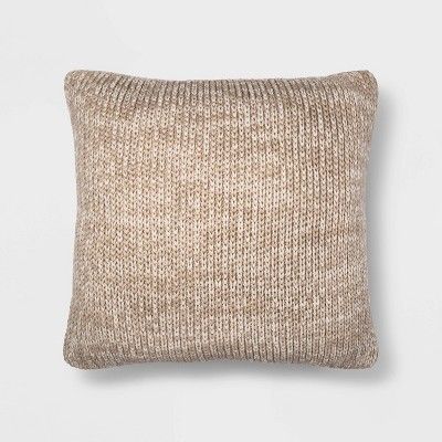 Oversize Marled Knit Square Throw Pillow Neutral/Cream - Threshold&#8482; | Target