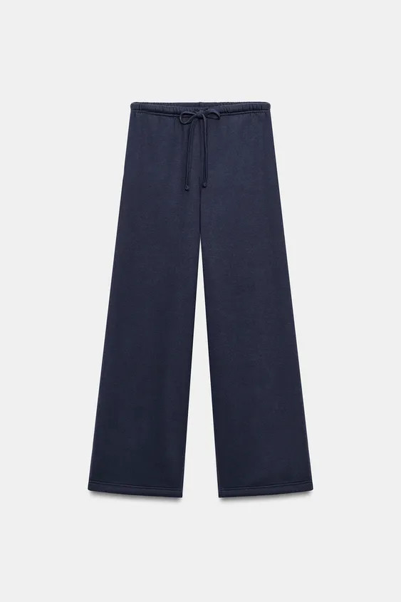 BASIC STRAIGHT PLUSH TROUSERS WITH ADJUSTABLE HEM | Zara UK