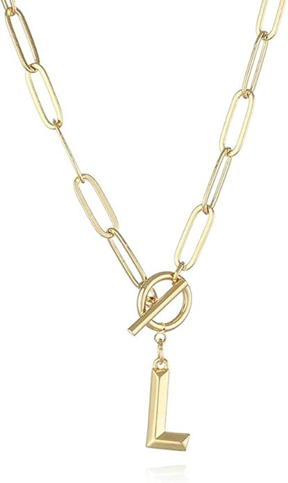 Eben-Ezer Toggle Clasp Capital A-Z Initial Necklace For Women HipHop Gold Alphabet Pendant Neckla... | Amazon (US)