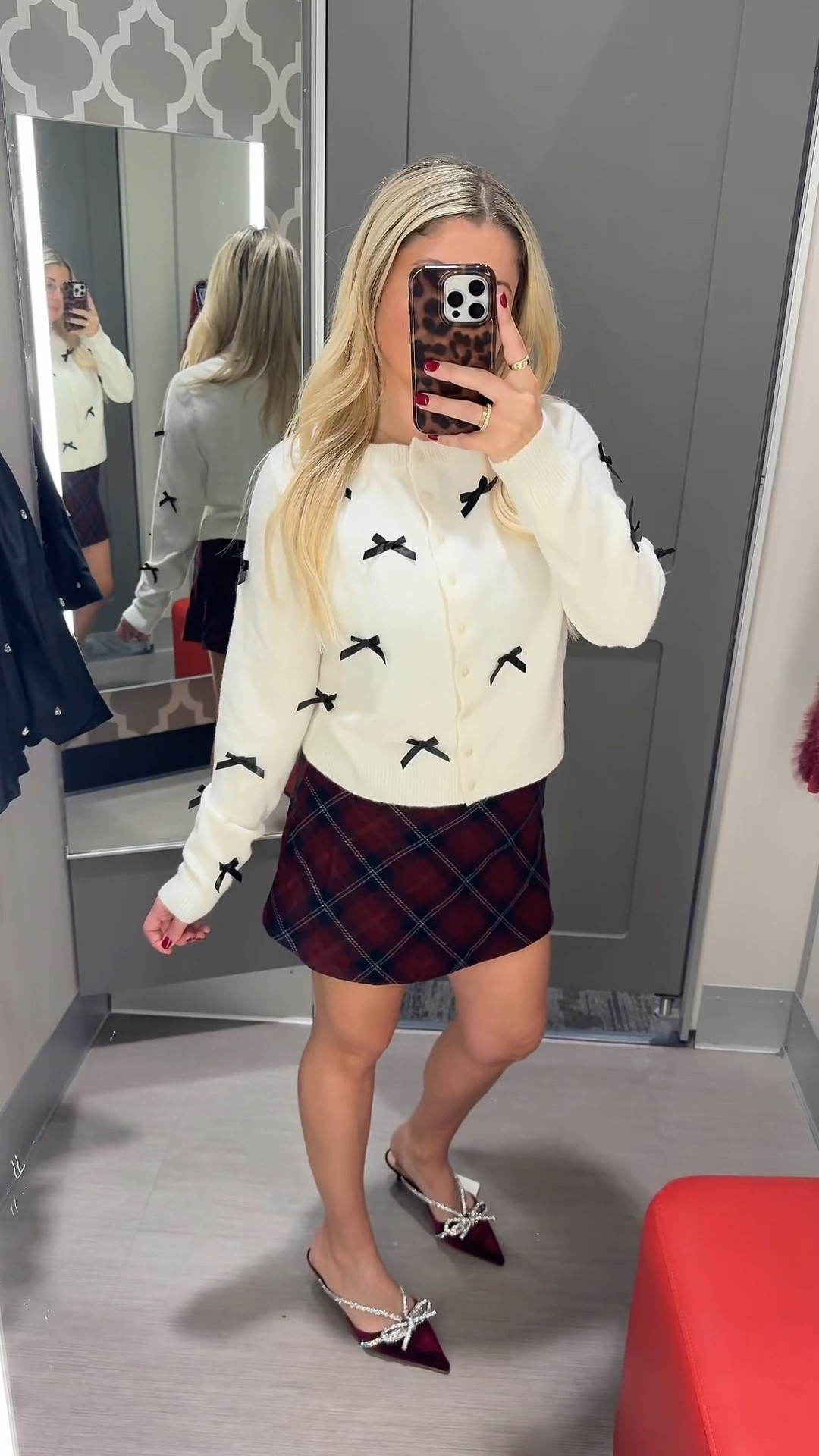 Target Christmas outfit
Bow cardigan small
Plaid skirt small
Heels tts

#LTKootd #LTKFindsUnder100 #LTKHoliday