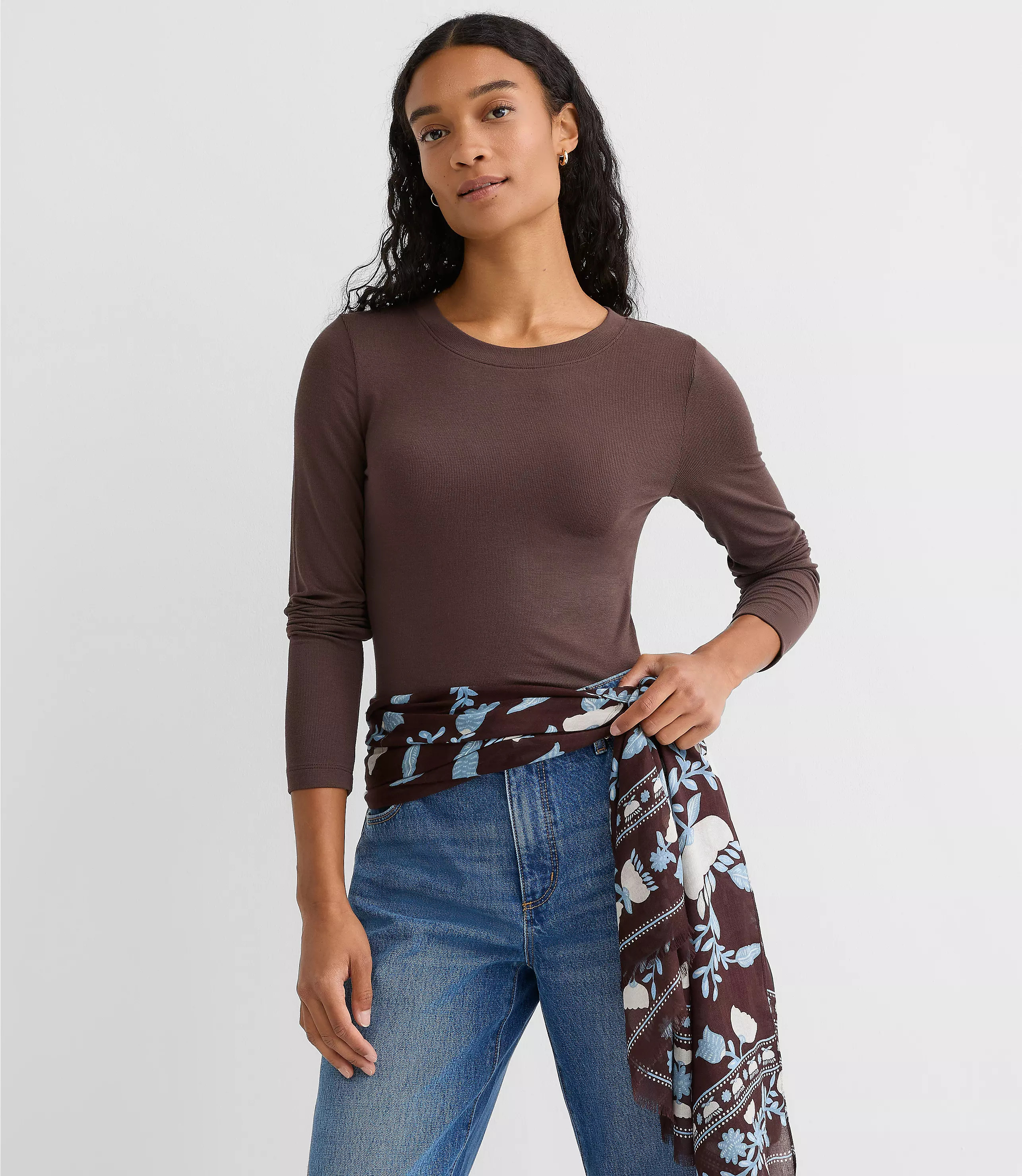 Petite Long Sleeve Crew Neck Tee | LOFT