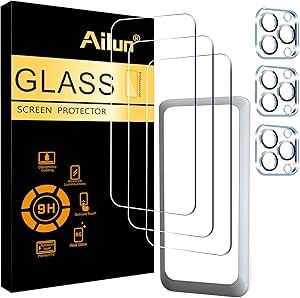 Ailun 3 Pack Screen Protector for iPhone 15 Pro Max [6.7 inch] + 3 Pack Camera Lens Protector wit... | Amazon (US)