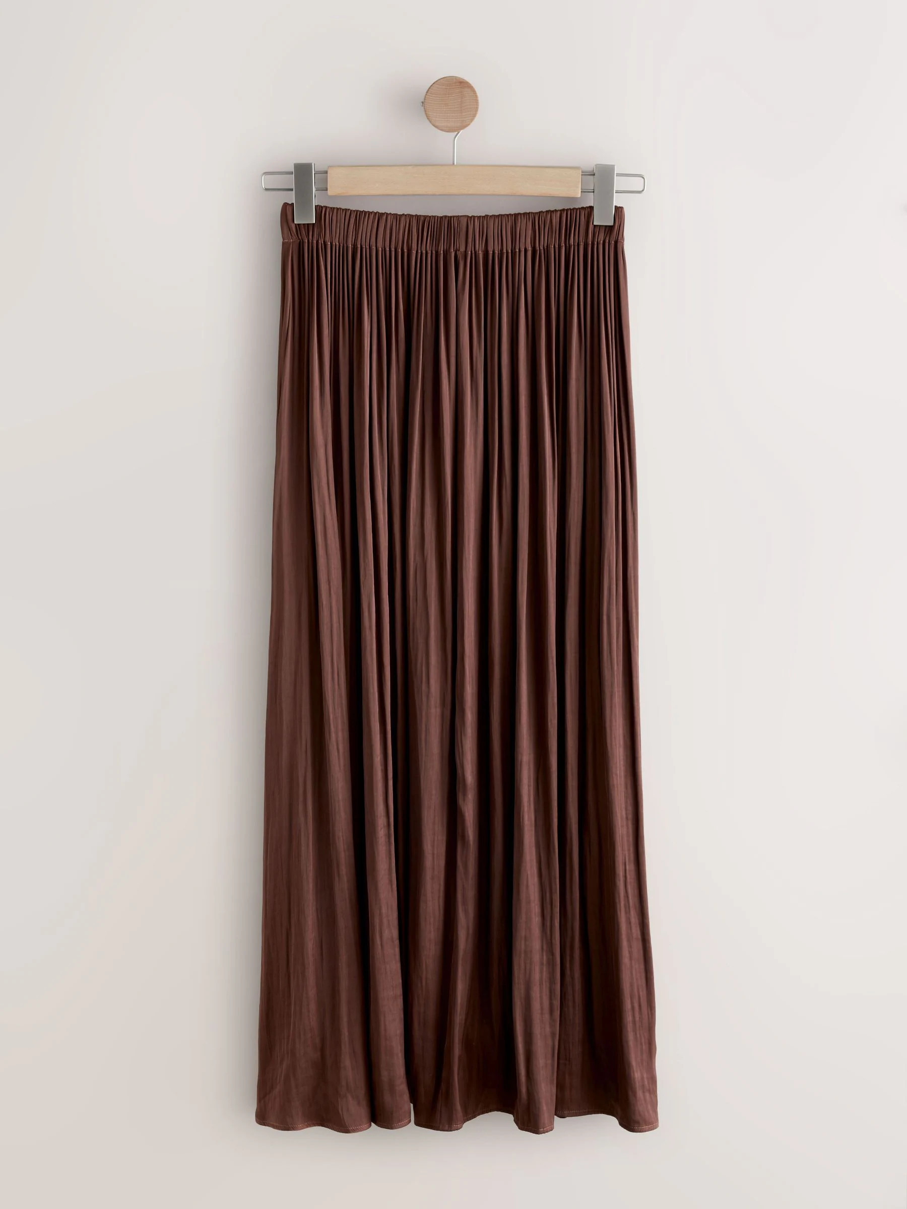 next Chocolate Brown Satin Pleated Maxi Skirt | Next US