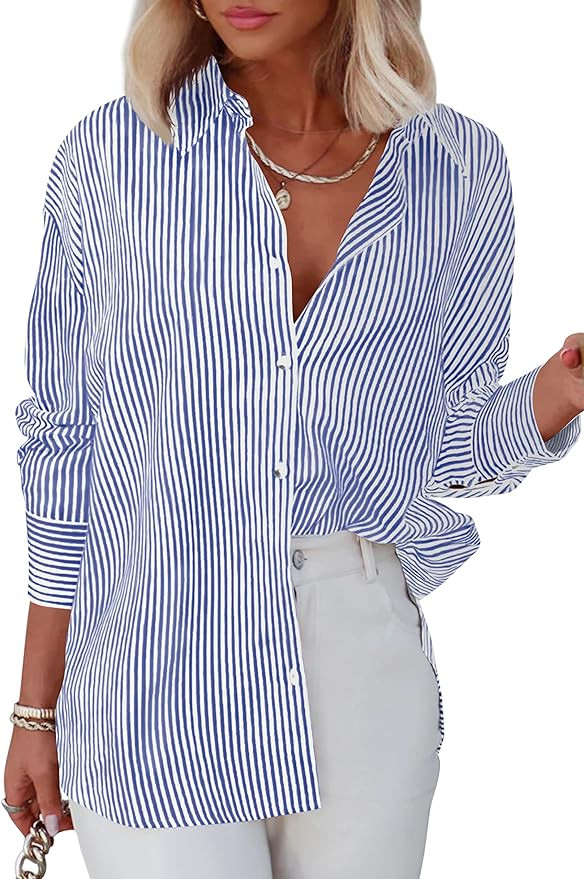 Diosun Button Down Shirts Long Sleeve Blouses Tops | Amazon (US)