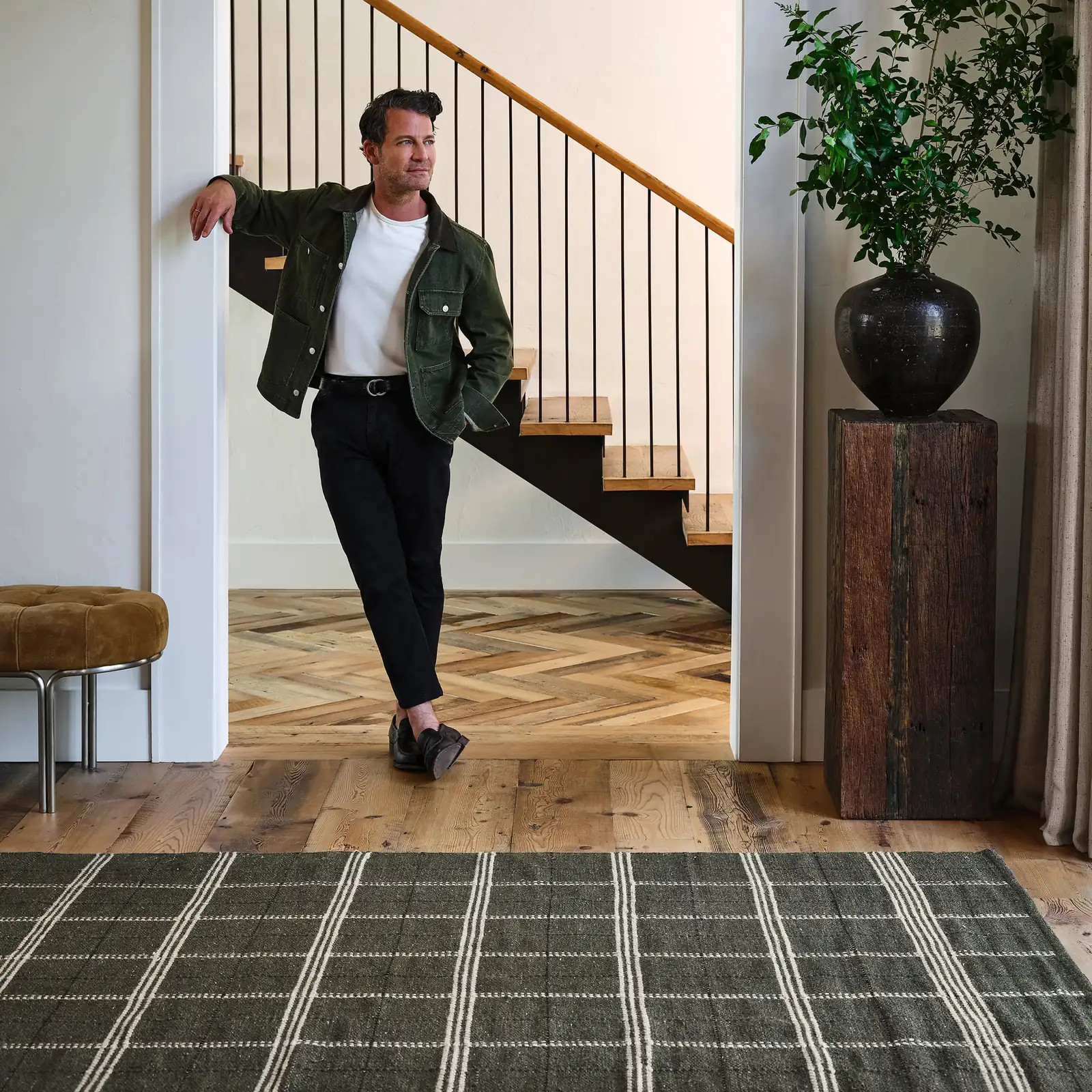 Downing Plaid Wool Rug by Nate Berkus | Green | Rugs USA