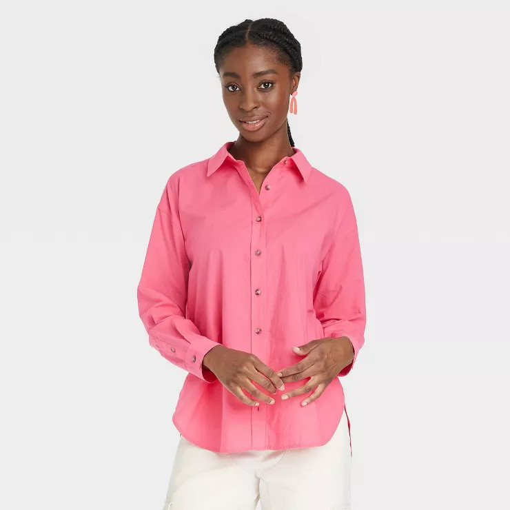 Women's Oversized Long Sleeve Button-Down Shirt - Universal Thread™ | Target