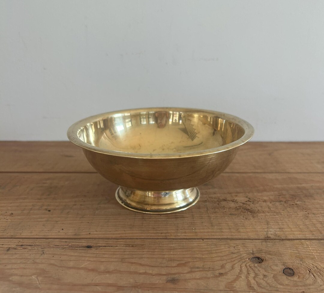 Vintage Brass Pedestal Bowl - Etsy | Etsy (US)
