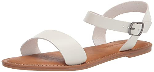 Amazon Essentials Women's Two Strap Buckle Sandal, White, 10 | Amazon (US)