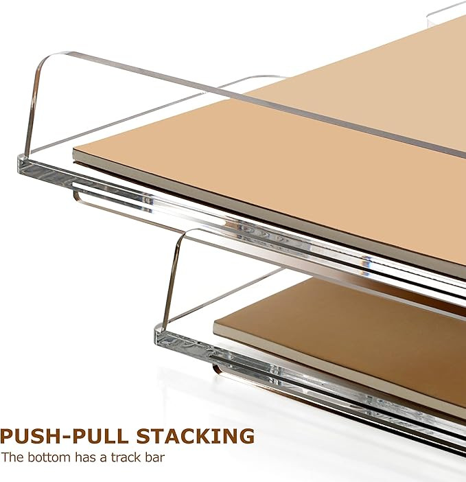 2 Pack- Stackable Paper Letter Tray, Enlarged A4 File Desk Organizer Acrylic Desk Organizers and ... | Amazon (US)