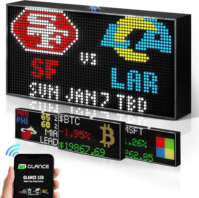 Glance LED Ticker - Customizable LED Display Sports Ticker, LED Display for Man Cave, Stock Marke... | Amazon (US)