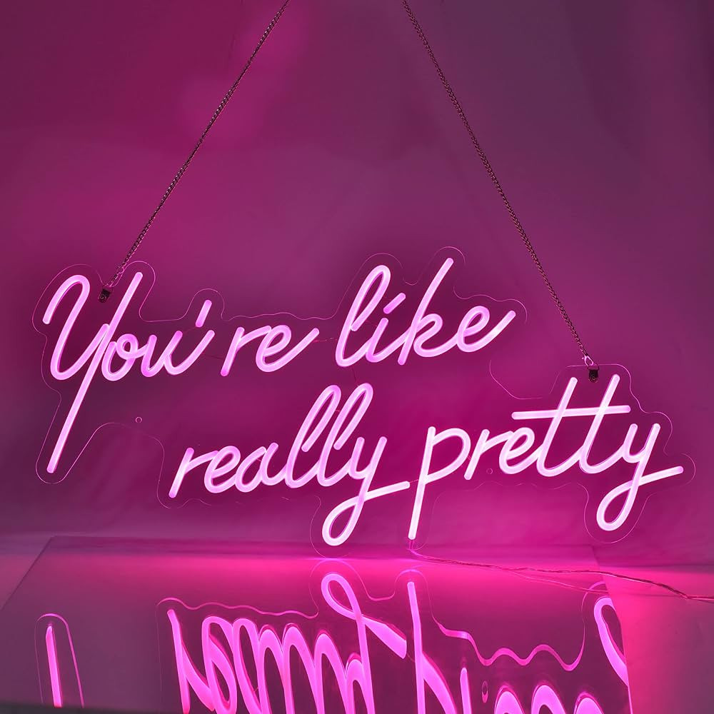 Large LED Neon Sign for Wall Decor,28 inches You are Like Really Pretty Pink Neon Light Signs for... | Amazon (US)