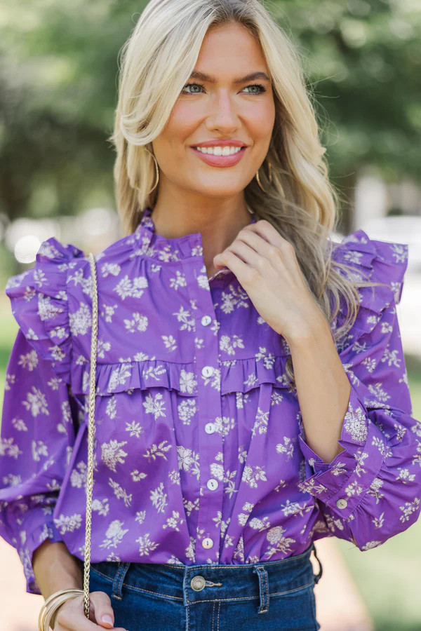 Pinch: Found Me Purple Floral Blouse | The Mint Julep Boutique