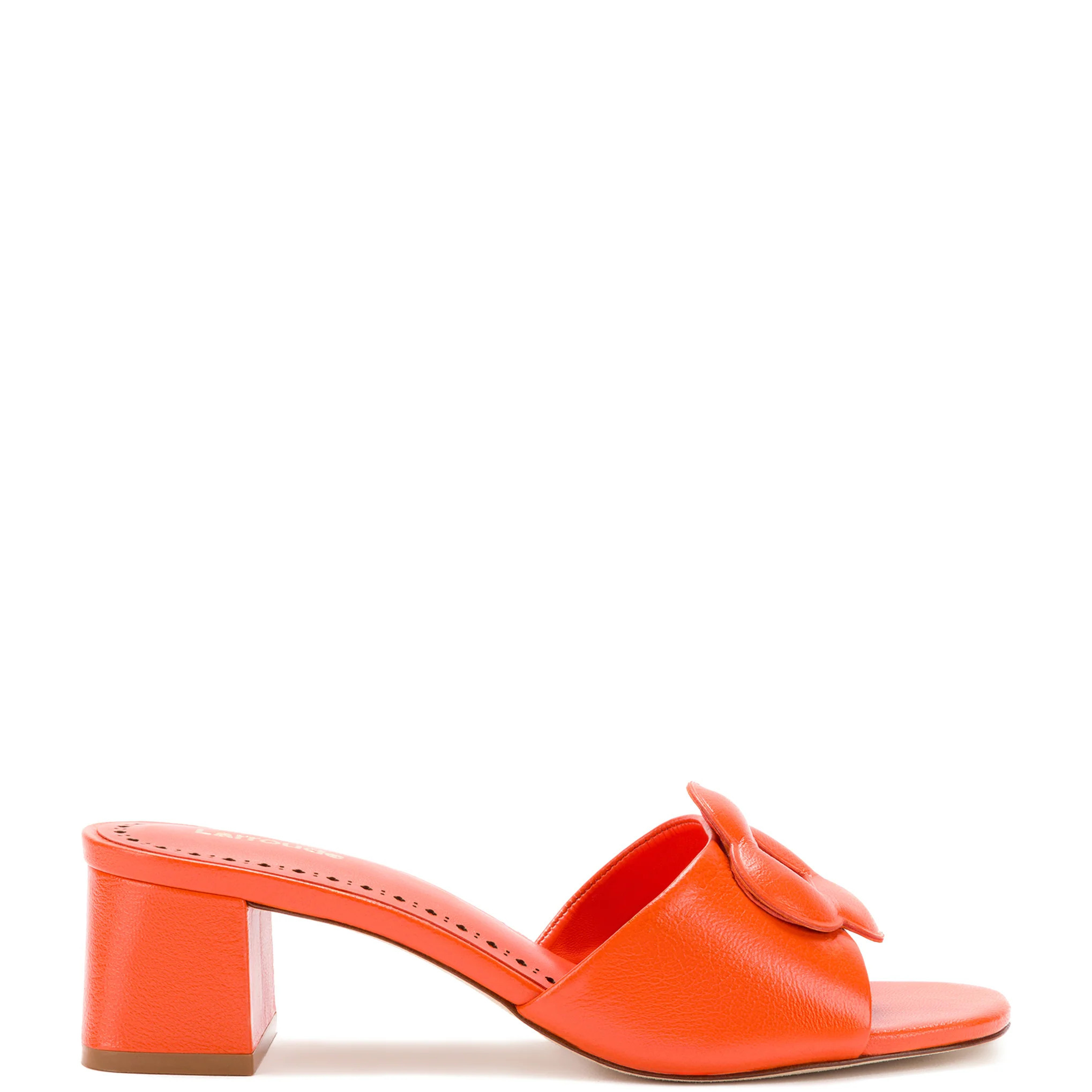 Flora Mule In Orange Leather | Larroude
