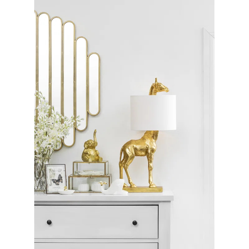 Lia Resin Giraffe Table Lamp with Linen Shade | Wayfair North America