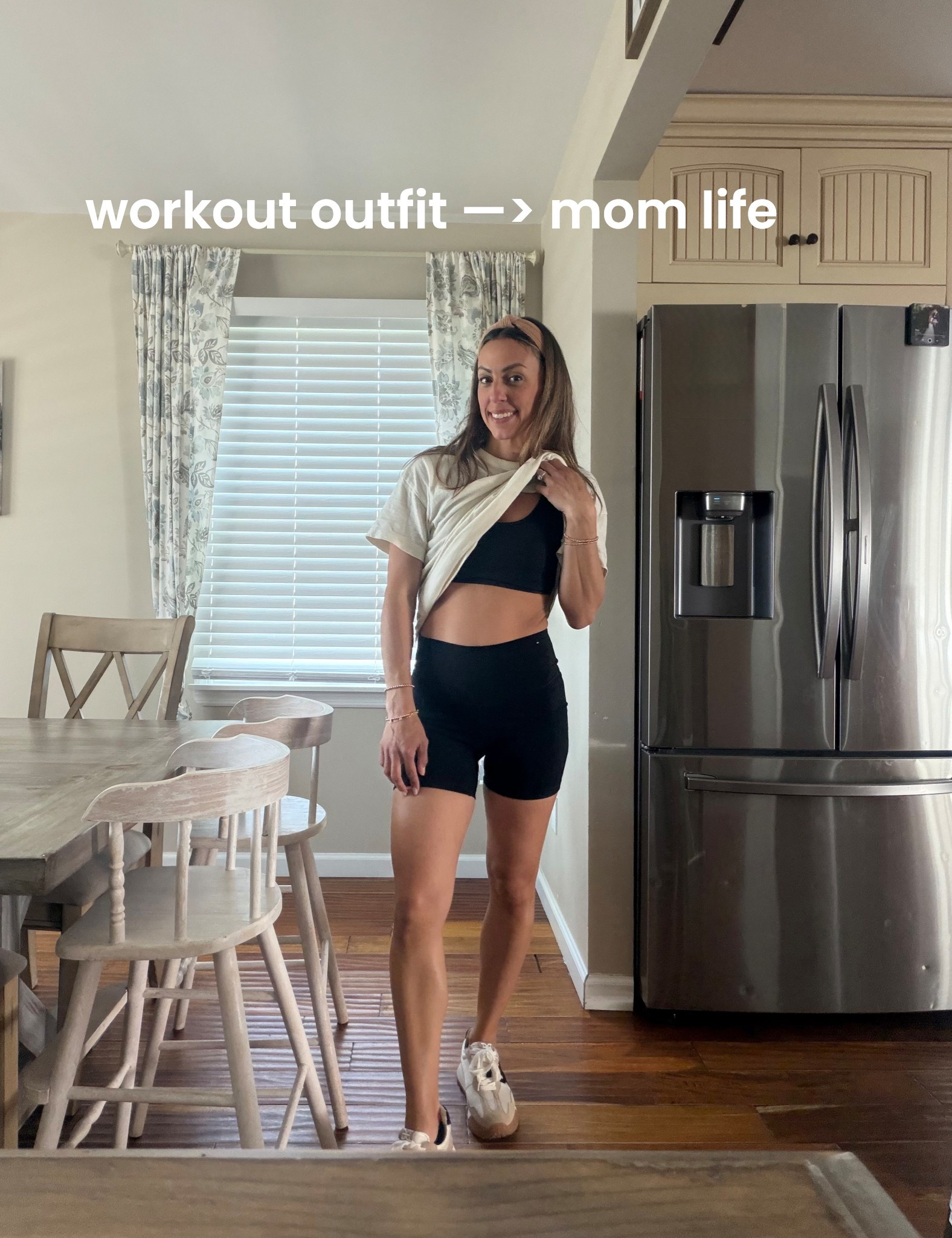 Work out 🏋️ to momlife.

Easy outfit, comfortable outfit, old navy, biker shorts, sports bra, oversized tee 

#LTKActive #LTKSaleAlert #LTKootd