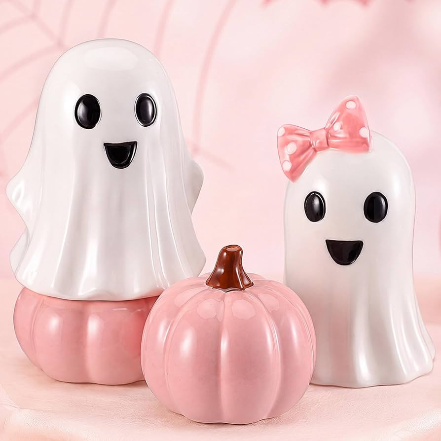 3 Pcs Pink Halloween Decor, Cute Ghost & Pumpkin Table Decorations, Sweet | Amazon (US)
