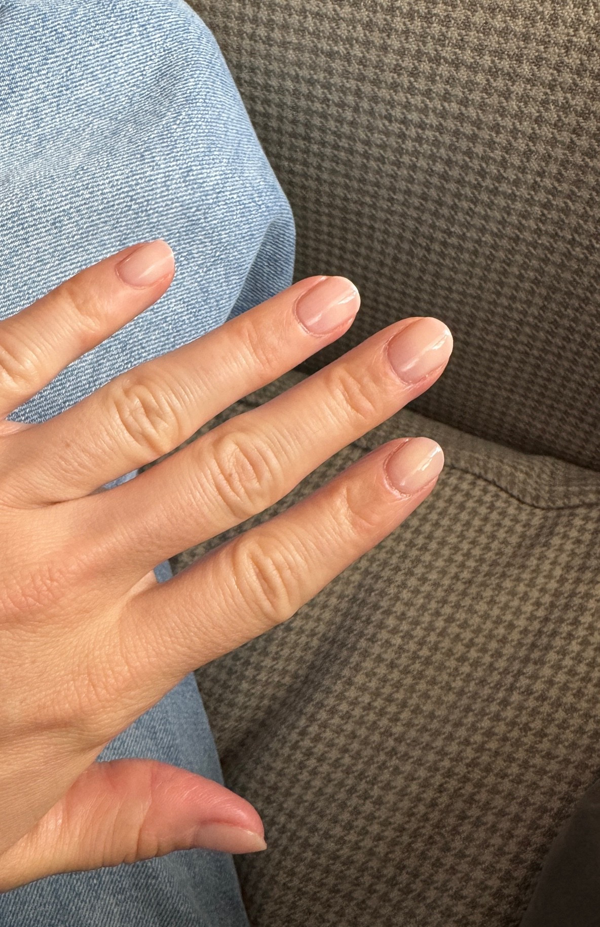 The best at home manicure with @Dazzle Dry ! This is two coats of peacefully me - it s a barely there pink and is so perfect. I love dazzle dry because it’s a clean nail polish that dries incredibly fast, and you take it off like regular nail polish. No soaking needed 😎

#LTKselfcare #LTKmomlife #LTKgrwm