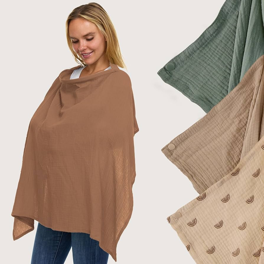 Muslin Nursing Cover Up for Breastfeeding - Breast Feeding Covers for Women | Breathable 100% Mus... | Amazon (US)