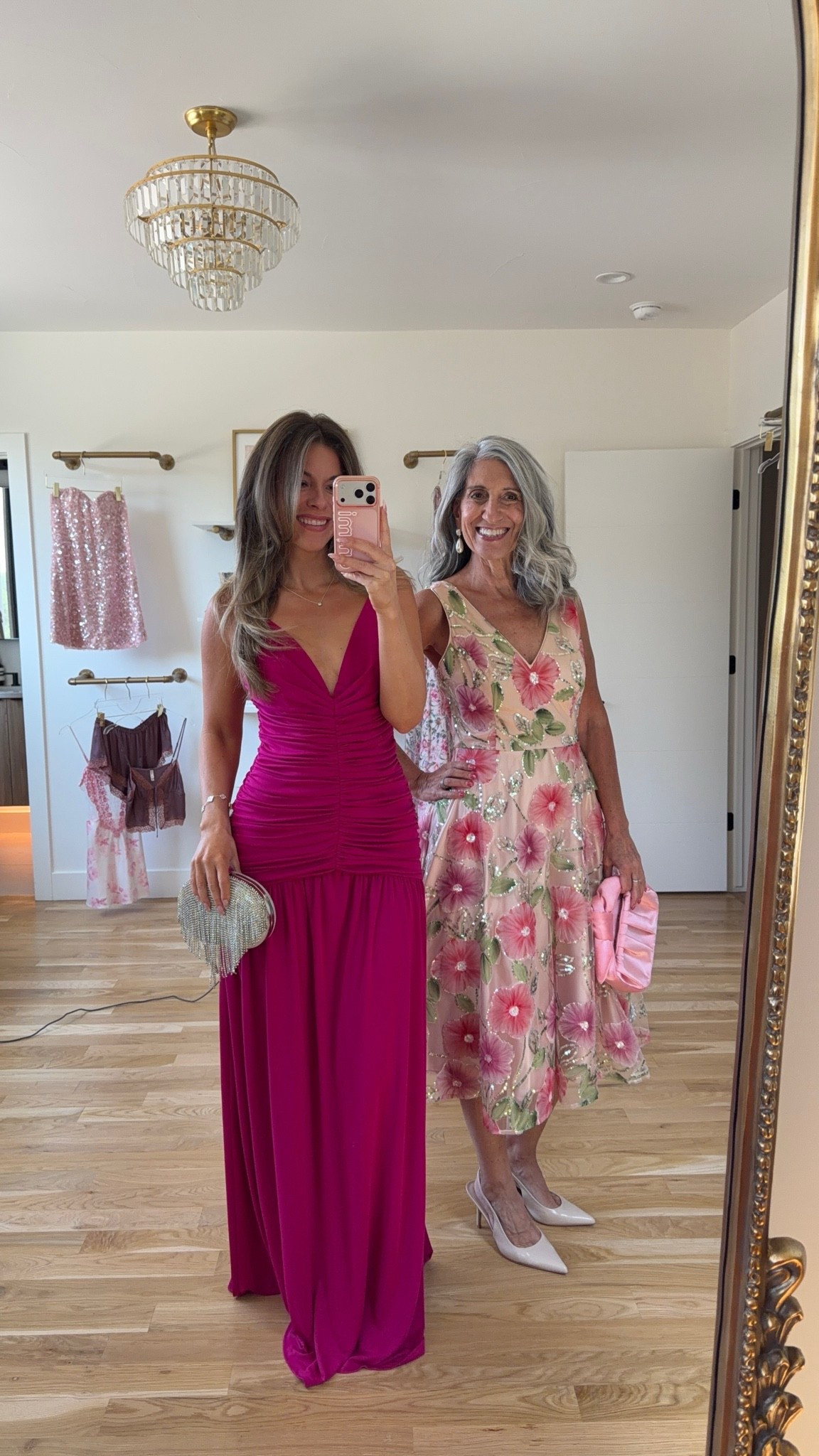 Mom and me magenta ruched dress with a v-neckline, blush midi dress with a floral sequin pattern and v-neckline wedding guest and formal event dresses  💍🌺

Wearing my usual smalls/2 in most

Mom wears a medium/6

electric picks: emerson20 

Wedding guest, mom & me outfits, mom & me dresses, matching outfits, mother daughter outfits, family photo outfits, wedding guest dresses, mother of the bride, mother of the groom, wedding guest outfit ideas

#LTKWedding #LTKSeasonal #LTKootd