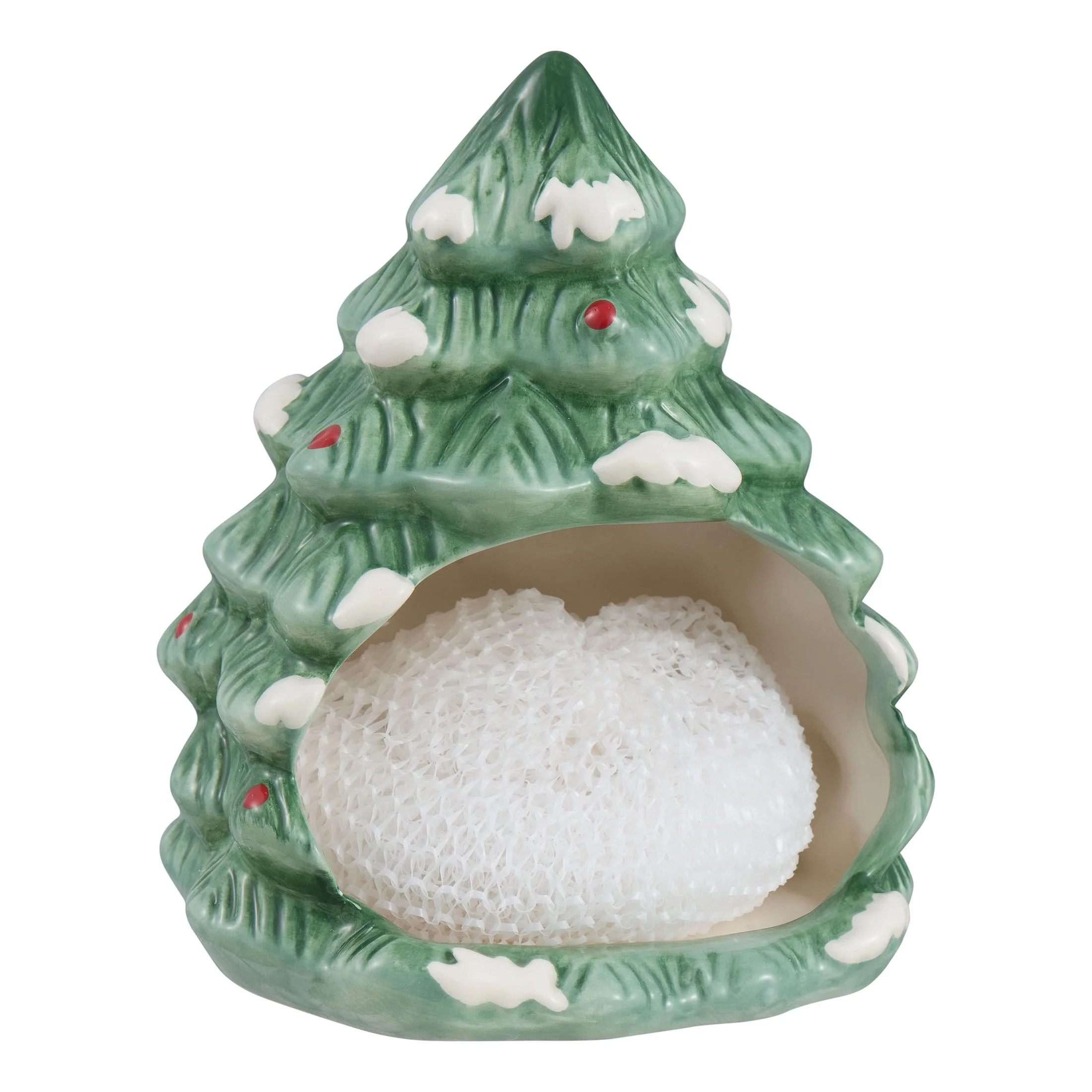 Holiday Time Multicolor Holiday Tree-Shaped Glazed Ceramic Scrubby Holder - Walmart.com | Walmart (US)
