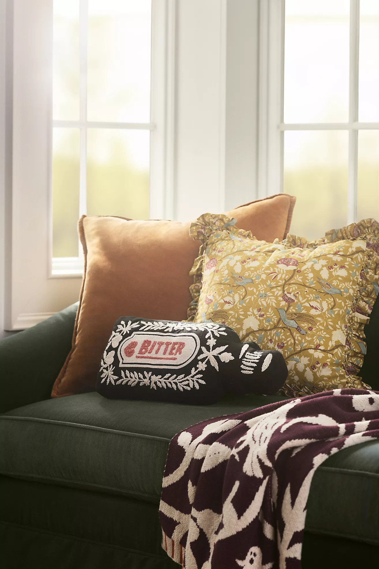 Halloween Icon Embroidered Indoor/Outdoor Pillows | Anthropologie (US)